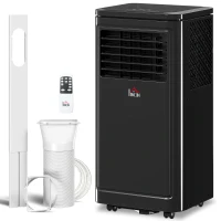 HOMCOM 8000 BTU Portable Air Conditioner with Cooling, Dehumidifier, Remote Control, 24-Hour Timer, Window Mount Kit, Black(m-2)