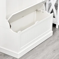 HOMCOM 3-In-1 Entryway Bench with Coat Rack, Hall Tree with Bench and Shoe Storage, 5 Hooks for Hallway Cream White(m-9)