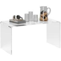 HOMCOM 0.6" Thick Acrylic Coffee Table, 32" Long Rectangle Waterfall Coffee Table, Clear(m-1)