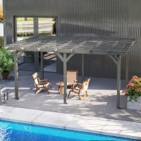 Outsunny 12' x 16' Outdoor Pergola, Wood Gazebo Grape Trellis with Stable Structure for Climbing Plant Support, Gray(m-9)