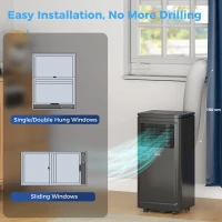 HOMCOM 8000 BTU Portable Air Conditioner with Cooling, Dehumidifier, Remote Control, 24-Hour Timer, Window Mount Kit, Black(m-7)