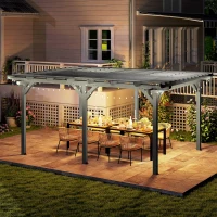 Outsunny 12' x 16' Outdoor Pergola, Wood Gazebo Grape Trellis with Stable Structure for Climbing Plant Support, Gray(m-8)