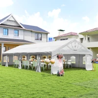 Outsunny Heavy Duty Party Tent, 19.5' x 39' Large Sun Shade Canopy Tent for Parties, Wedding, Events, BBQ Grill, White(m-2)