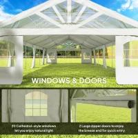 Outsunny Heavy Duty Party Tent, 19.5' x 39' Large Sun Shade Canopy Tent for Parties, Wedding, Events, BBQ Grill, White(m-5)