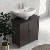 HOMCOM Bathroom Vanity, 24" Pedestal Sink Bathroom Vanity Furniture with 2 Doors and Shelf, Coffee(m-7)