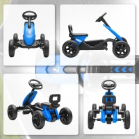 Qaba Pedal Go Kart for Kids 2-5 Years Old with Silent EVA Wheels, Metal Frame, Blue(m-7)
