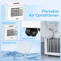 HOMCOM 8,000 BTU Portable Air Conditioner Fan w/ Remote for Rooms Up to 344 Sq. Ft., Evaporative Cooler AC Unit White(m-9)
