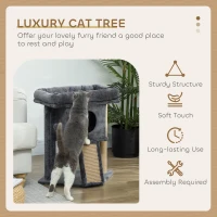 PawHut Cat Tree, Small Cat Tower with Perch, Scratching Post, Cat Condo, Toy Ball for Kitty, Indoor Use, Dark Grey(m-4)