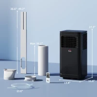 HOMCOM 8,000 BTU Portable Air Conditioner Fan w/ Remote for Rooms Up to 344 Sq. Ft., Evaporative Cooler AC Unit Black(m-3)