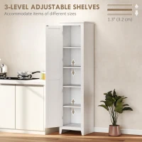 HOMCOM 67" Farmhouse Kitchen Pantry Storage Cabinet with Barn Door, Kitchen Pantry Cabinet with Adjustable Shelves, White(m-5)