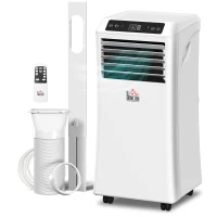 HOMCOM 10000 BTU Portable Air Conditioner for Rooms Up to 441 Sq. Ft., 3-in-1 AC Unit with Cooling Fan, Dehumidifier, Sleep Mode, Remote Control, 24H Timer, Window Installation Kit, White(m-11)