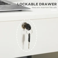 Vinsetto Home Office Desk with Storage, Computer Desk with Lockable Drawer and Open Compartment, White(m-4)