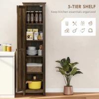 HOMCOM 67" Farmhouse Kitchen Pantry Storage Cabinet with Barn Door, Kitchen Pantry Cabinet with Adjustable Shelves, Brown(m-4)