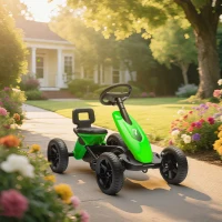 Qaba Pedal Go Kart for Kids 2-5 Years Old with Silent EVA Wheels, Metal Frame, Green(m-8)