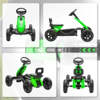 Qaba Pedal Go Kart for Kids 2-5 Years Old with Silent EVA Wheels, Metal Frame, Green(m-7)