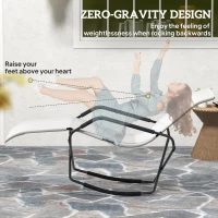 Outsunny Outdoor Folding Rocking Chair, Foldable Chaise Lounge Pool Chair, Zero Gravity Lounge Chair with Armrests for Sun Tanning, Sunbathing, Rocker for Patio, Lawn, Beach, White(m-5)