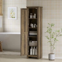 HOMCOM 67" Farmhouse Kitchen Pantry Storage Cabinet with Barn Door, Kitchen Pantry Cabinet with Adjustable Shelves, Brown(m-10)