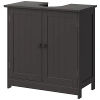 HOMCOM Bathroom Vanity, 24" Pedestal Sink Bathroom Vanity Furniture with 2 Doors and Shelf, Coffee(m-2)