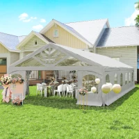 Outsunny Heavy Duty Party Tent, 20' x 40' Large Sun Shade Canopy Tent for Parties, Wedding, Events, BBQ Grill, White(m-8)