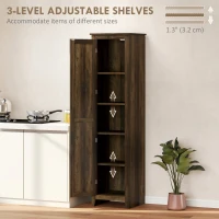 HOMCOM 67" Farmhouse Kitchen Pantry Storage Cabinet with Barn Door, Kitchen Pantry Cabinet with Adjustable Shelves, Brown(m-5)