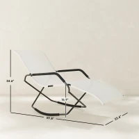 Outsunny Outdoor Folding Rocking Chair, Foldable Chaise Lounge Pool Chair, Zero Gravity Lounge Chair with Armrests for Sun Tanning, Sunbathing, Rocker for Patio, Lawn, Beach, White(m-3)