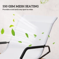 Outsunny Outdoor Folding Rocking Chair, Foldable Chaise Lounge Pool Chair, Zero Gravity Lounge Chair with Armrests for Sun Tanning, Sunbathing, Rocker for Patio, Lawn, Beach, White(m-7)