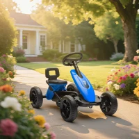 Qaba Pedal Go Kart for Kids 2-5 Years Old with Silent EVA Wheels, Metal Frame, Blue(m-8)