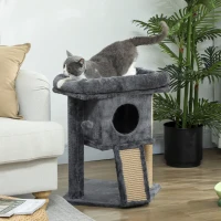 PawHut Cat Tree, Small Cat Tower with Perch, Scratching Post, Cat Condo, Toy Ball for Kitty, Indoor Use, Dark Grey(m-7)