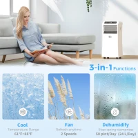 HOMCOM 10000 BTU Portable Air Conditioner for Rooms Up to 441 Sq. Ft., 3-in-1 AC Unit with Cooling Fan, Dehumidifier, Sleep Mode, Remote Control, 24H Timer, Window Installation Kit, White(m-4)