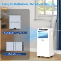 HOMCOM 10000 BTU Portable Air Conditioner for Rooms Up to 441 Sq. Ft., 3-in-1 AC Unit with Cooling Fan, Dehumidifier, Sleep Mode, Remote Control, 24H Timer, Window Installation Kit, White(m-7)