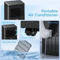 HOMCOM 8,000 BTU Portable Air Conditioner Fan w/ Remote for Rooms Up to 344 Sq. Ft., Evaporative Cooler AC Unit Black(m-8)