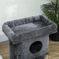 PawHut Cat Tree, Small Cat Tower with Perch, Scratching Post, Cat Condo, Toy Ball for Kitty, Indoor Use, Dark Grey(m-10)