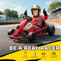Aosom 24V Electric Go Kart for Kids, Drift Ride-On Racing Go Kart with 2 Speeds, for Boys Girls Aged 8-12 Years Old, Red(m-4)