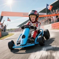 Aosom 24V Electric Go Kart for Kids, Drift Ride-On Racing Go Kart with 2 Speeds, for Boys Girls Aged 8-12 Years Old, Blue(m-2)