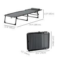 Outsunny Outdoor Folding Chaise Lounge, Reclining Lounge Chair with Adjustable Backrest and Removable Pillow, Grey(m-3)