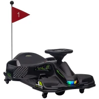 Aosom 12V Electric Drifting Go Kart w/ Slow Start, Music, Lights, Black(m-11)