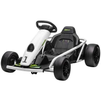 Aosom 24V Electric Go Kart for Kids, Drift Ride-On Racing Go Kart with 2 Speeds, for Boys Girls Aged 8-12 Years Old, White(m-1)