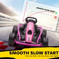Aosom 24V Electric Go Kart for Kids, Drift Ride-On Racing Go Kart with 2 Speeds, for Boys Girls Aged 8-12 Years Old, Pink(m-7)