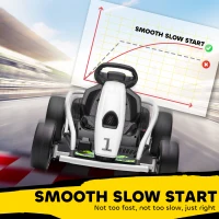 Aosom 24V Electric Go Kart for Kids, Drift Ride-On Racing Go Kart with 2 Speeds, for Boys Girls Aged 8-12 Years Old, White(m-7)