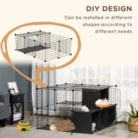 PawHut Pet Playpen with Door Storage Shelf for Kittens Chinchillas and Pet Minks(m-4)