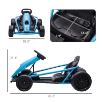 Aosom 24V Electric Go Kart for Kids, Drift Ride-On Racing Go Kart with 2 Speeds, for Boys Girls Aged 8-12 Years Old, Blue(m-3)