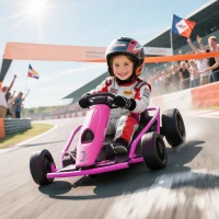 Aosom 24V Electric Go Kart for Kids, Drift Ride-On Racing Go Kart with 2 Speeds, for Boys Girls Aged 8-12 Years Old, Pink(m-2)
