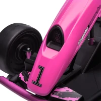 Aosom 24V Electric Go Kart for Kids, Drift Ride-On Racing Go Kart with 2 Speeds, for Boys Girls Aged 8-12 Years Old, Pink(m-12)