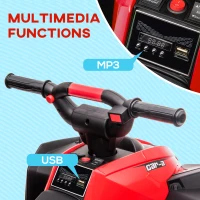 Aosom 12V Kids ATV Quad Car with Forward & Backward Function, Four Wheeler for Kids with Wear-Resistant Wheels, Music, Electric Ride-on ATV for Toddlers Ages 3+ Years Old, Red(m-7)