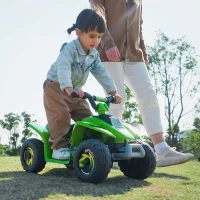 Aosom 6V Kids ATV Ride on 4-Wheeler Car, Electric Quad Toy Battery Powered Vehicle with Forward/ Reverse Switch for 18-36 Months Old Toddlers, Green(m-9)