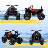 Aosom 12V 4 Wheeler Kids ATV with Music, Headlights for 37-60 Months Boys and Girls, Red(m-9)