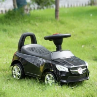 Aosom Kids Ride On Push Car, Foot-to-Floor Walking Sliding Toy Car for Toddler with Working Horn, Music, Headlights and Storage, Black(m-8)
