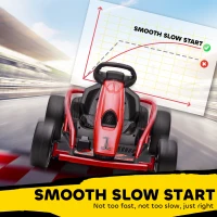 Aosom 24V Electric Go Kart for Kids, Drift Ride-On Racing Go Kart with 2 Speeds, for Boys Girls Aged 8-12 Years Old, Red(m-7)