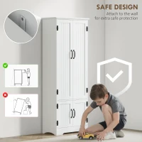 HOMCOM 60" 4-Door Storage Cabinet Multi-Storey Large Space Pantry with Adjustable Shelves White(m-7)