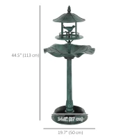 Outsunny 3-in-1 Garden Bird Bath Bowl Pedastal with Large Water Basin, Bird Feeder & Underneath Flower Planter, Green(m-3)